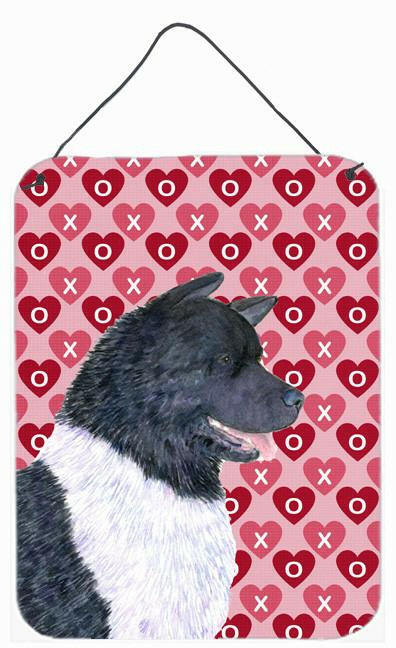 Akita Hearts Love and Valentine's Day Portrait Wall or Door Hanging Prints Aluminum Metal Sign Kitchen Wall Bar Bathroom Plaque Home Decor Front Door Plaque, 12x16, Multicolor
