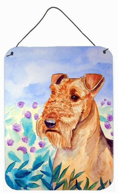 Airedale Terrier in Flowers Wall or Door Hanging Prints Aluminum Metal Sign Kitchen Wall Bar Bathroom Plaque Home Decor Front Door Plaque, 12x16, Multicolor
