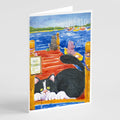 Cat Fishing from the dock Greeting Cards Pack of 8 Blank Cards with Envelopes Whimsical A7 Size 5x7