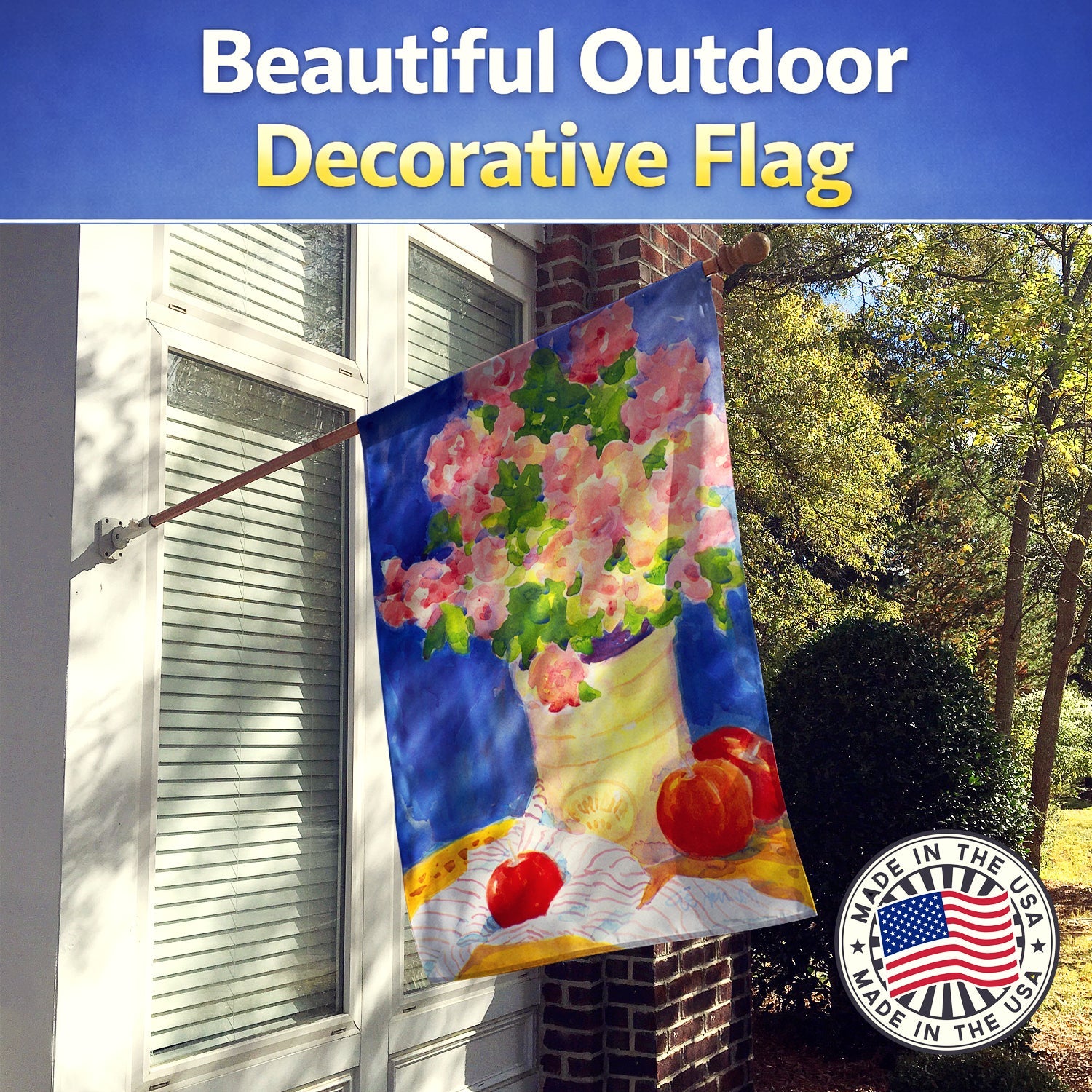 Pink Bouquet of Flowers House Flag 28x40 Porch Sleeve Pole Decorative Outside Yard Banner Artwork Wall Hanging, Polyester