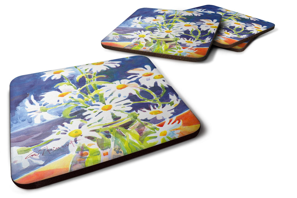 Flowers - Daisy Foam Coasters Set of 4 Cup Coasters for Indoor Outdoor, Tabletop Protection, Anti Slip, Mouse pad Material