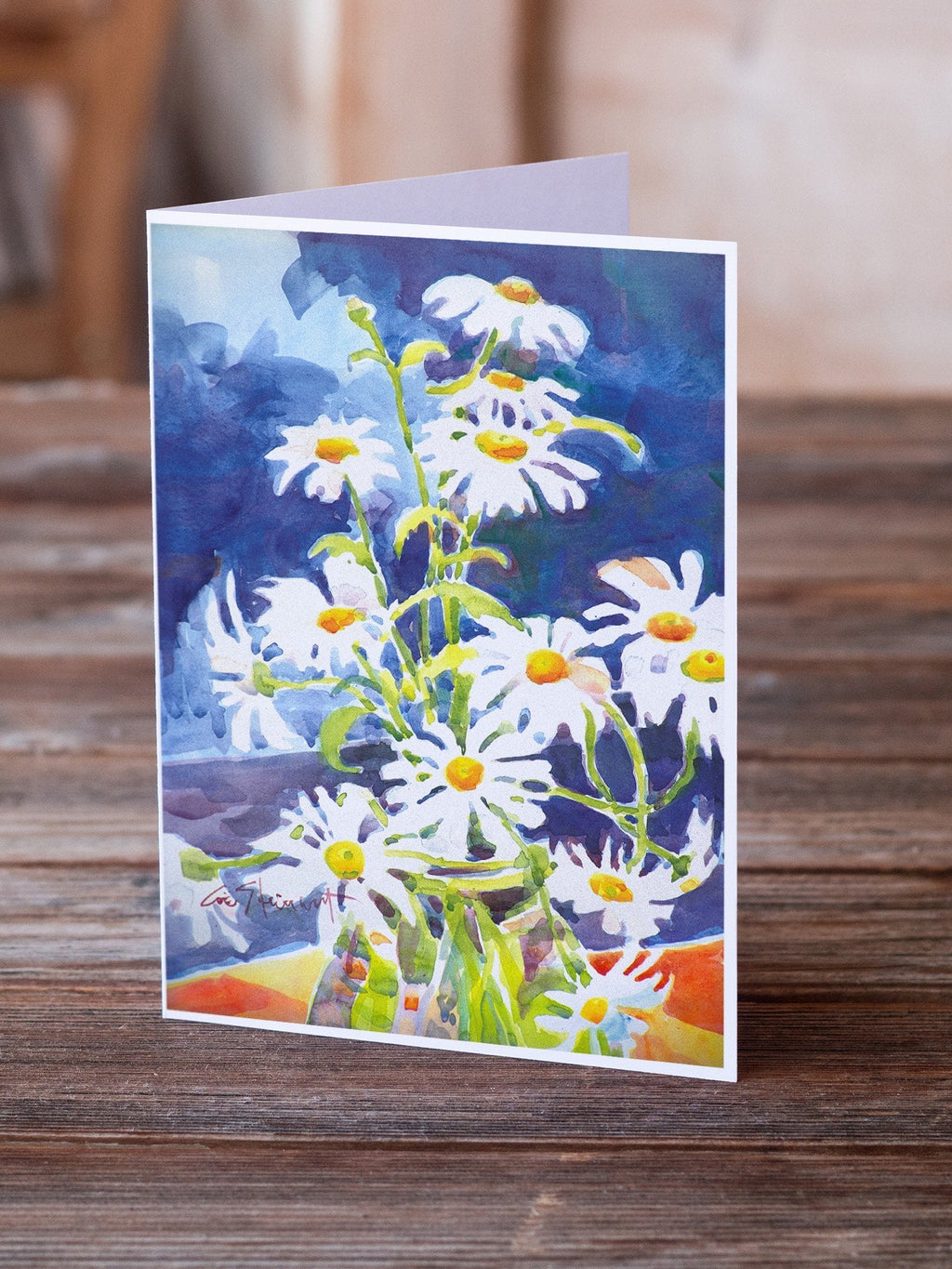 Flowers - Daisy Greeting Cards Pack of 8 Blank Cards with Envelopes Whimsical A7 Size 5x7