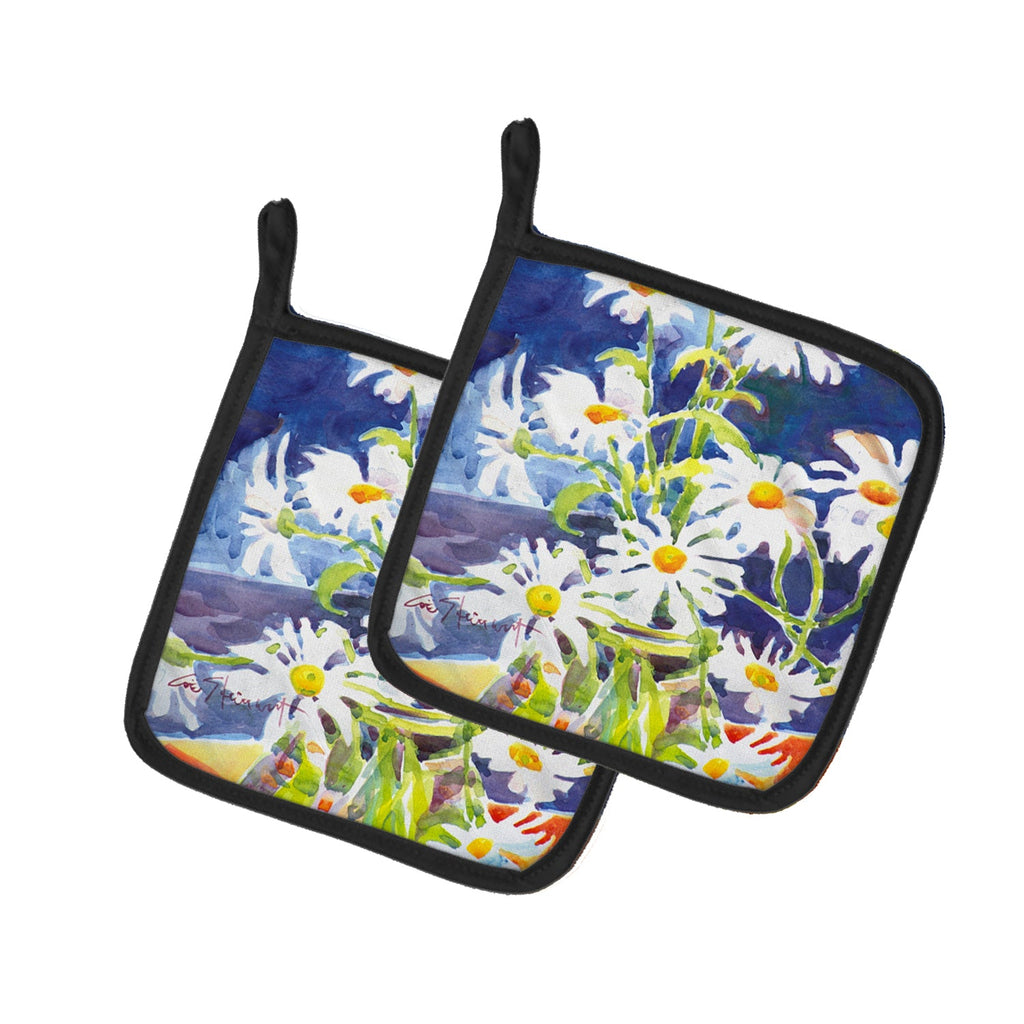 Flowers - Daisy Pot Holder Set of 2 Heat Resistant Quilted Hot Pads 7.5 x 7.5 Inch, Insulated Kitchen Trivets for Cooking & Baking