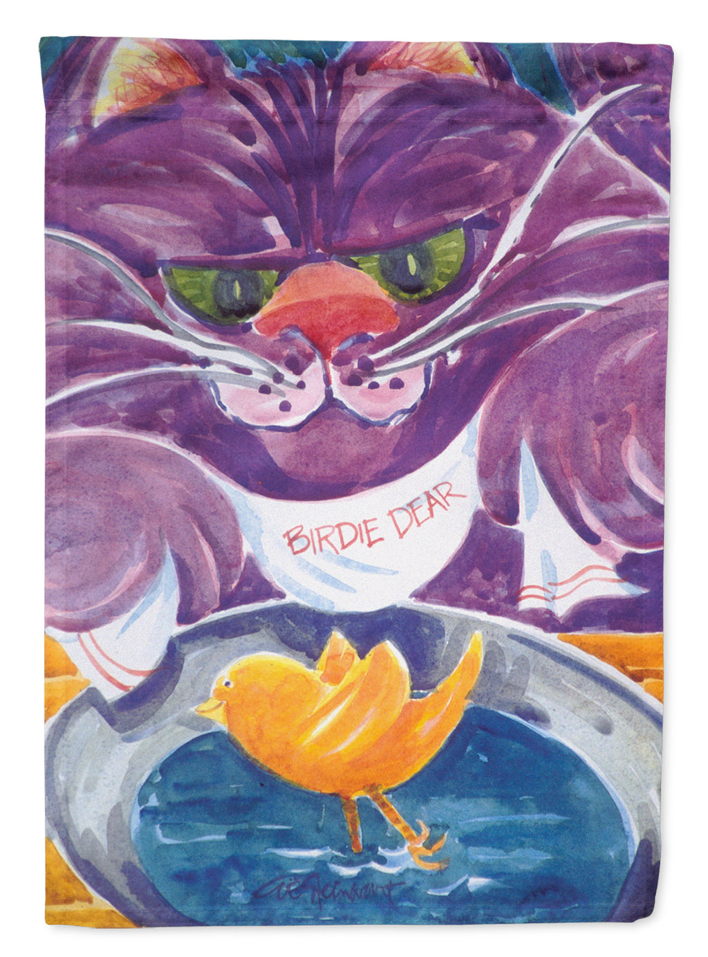 Purple Cat Birdie Dear House Flag 28x40 Porch Sleeve Pole Decorative Outside Yard Banner Artwork Wall Hanging, Polyester
