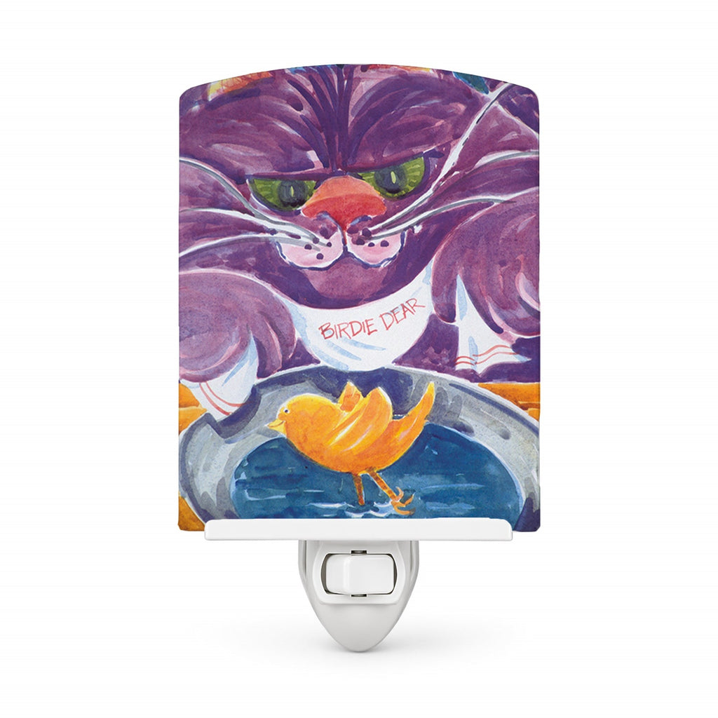 Purple Cat Birdie Dear Ceramic Night Light Compact, UL-Certified, Ideal for Bedroom, Bathroom, Nursery, Hallway, Kitchen, 6x4x3, Multicolor