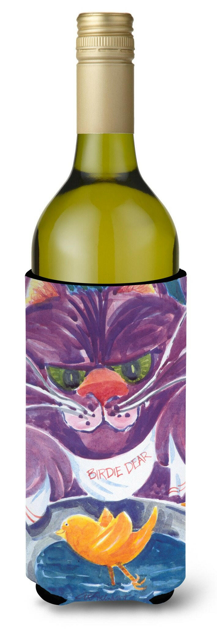 Purple Cat Birdie Dear Wine Bottle Hugger Gift Sleeve for Standard 750 ml Bottles, Insulated Reusable Also Fits Mini Shot & Pint Bottles