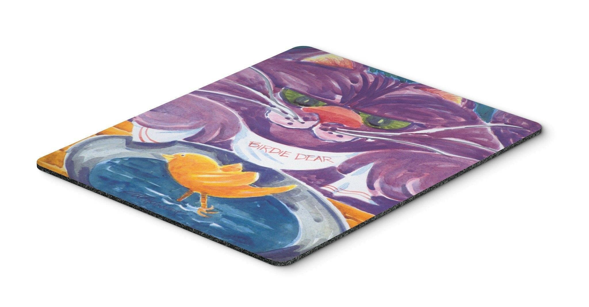 Purple Cat Birdie Dear Mouse Pad, Heat Resistant Trivet Hot Pad , Non Slip Rubber Desk Mat, Kitchen Counter Protector, Home Office Decor Gift