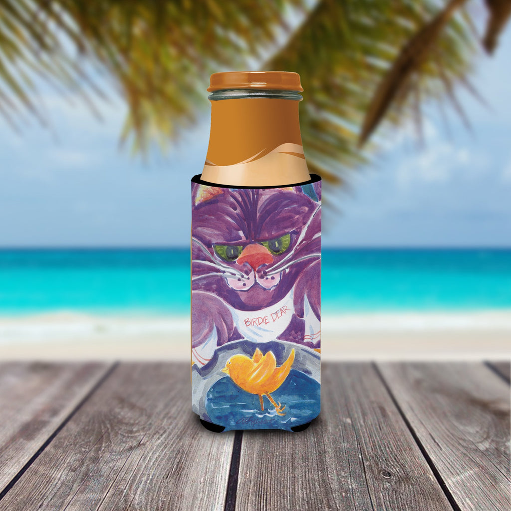 Purple Cat Birdie Dear Slim Can Hugger , Insulated Foam Hugger for 12 oz Slim Cans, Beer Bottles & Water Bottles, Printed in USA