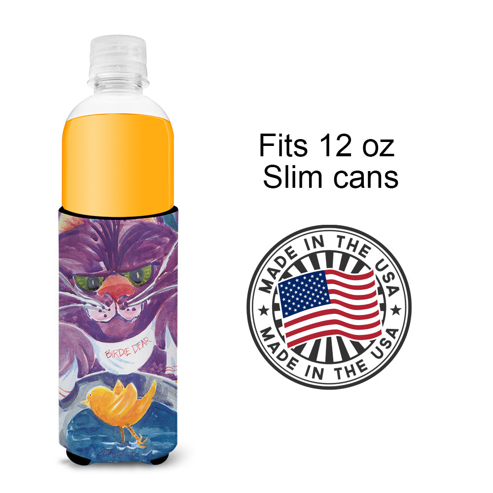 Purple Cat Birdie Dear Slim Can Hugger , Insulated Foam Hugger for 12 oz Slim Cans, Beer Bottles & Water Bottles, Printed in USA