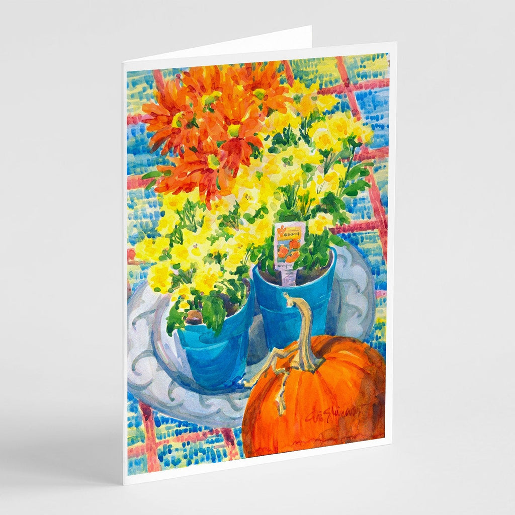 Flower - Mums Greeting Cards Pack of 8 Blank Cards with Envelopes Whimsical A7 Size 5x7