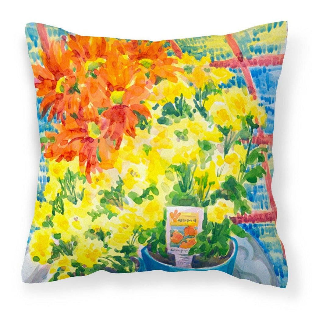 Flower - Mums Decorative Throw Pillow 14x14 Indoor Outdoor Accent Cushion, Fabric Cover with Insert for Sofa, Bed, Porch & Living Room