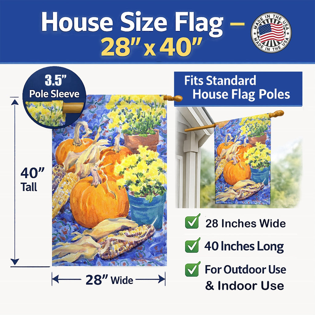 Flower - Mums House Flag 28x40 Porch Sleeve Pole Decorative Outside Yard Banner Artwork Wall Hanging, Polyester