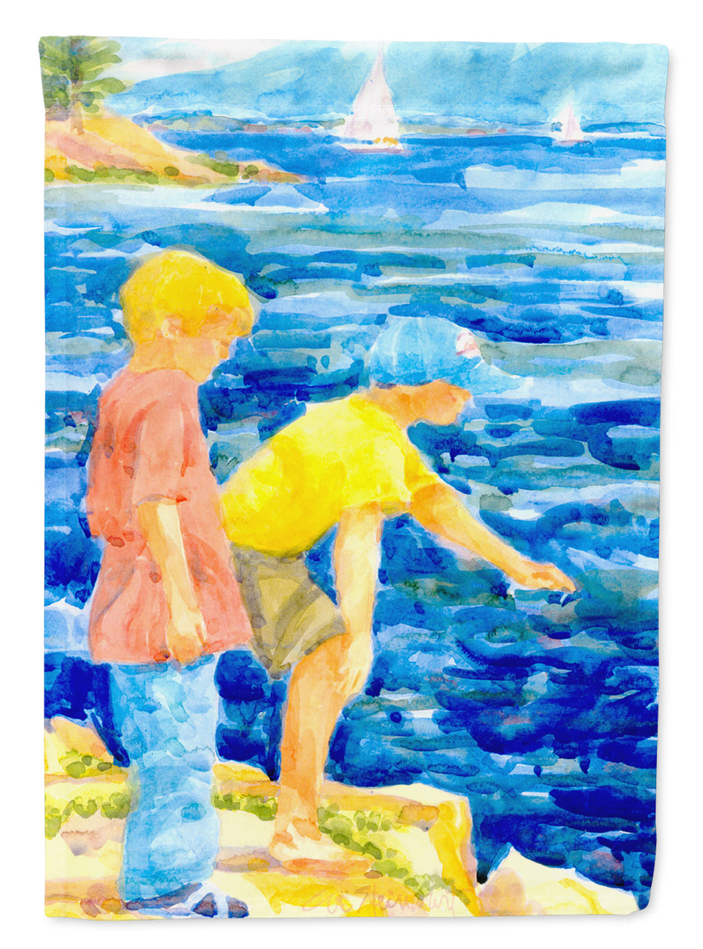The Boys at the water House Flag 28x40 Porch Sleeve Pole Decorative Outside Yard Banner Artwork Wall Hanging, Polyester
