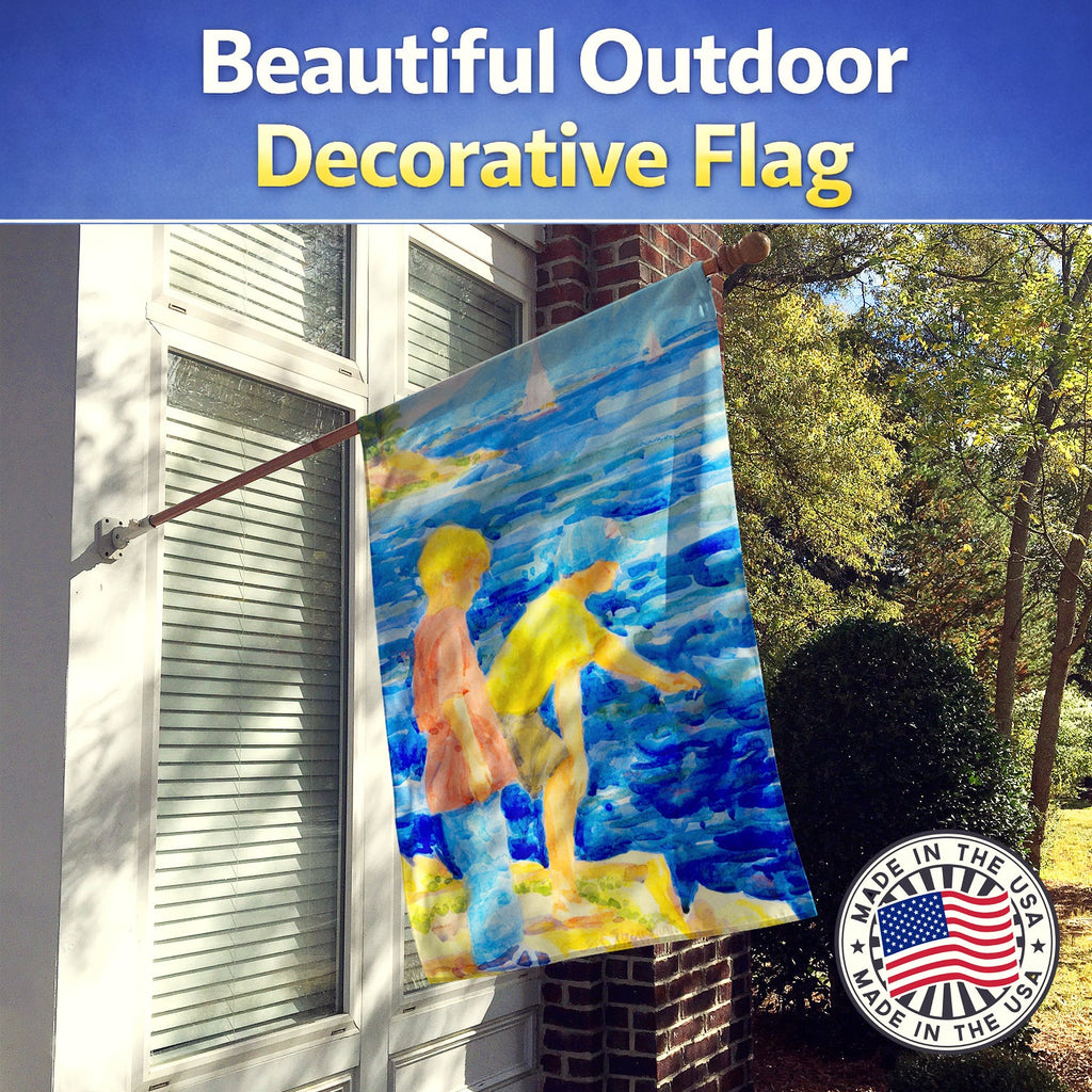 The Boys at the water House Flag 28x40 Porch Sleeve Pole Decorative Outside Yard Banner Artwork Wall Hanging, Polyester