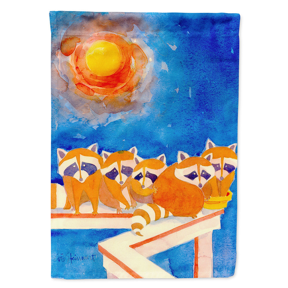 Raccoons on the railing House Flag 28x40 Porch Sleeve Pole Decorative Outside Yard Banner Artwork Wall Hanging, Polyester
