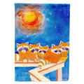Raccoons on the railing House Flag 28x40 Porch Sleeve Pole Decorative Outside Yard Banner Artwork Wall Hanging, Polyester