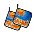 Raccoons on the railing Pot Holder Set of 2 Heat Resistant Quilted Hot Pads 7.5 x 7.5 Inch, Insulated Kitchen Trivets for Cooking & Baking
