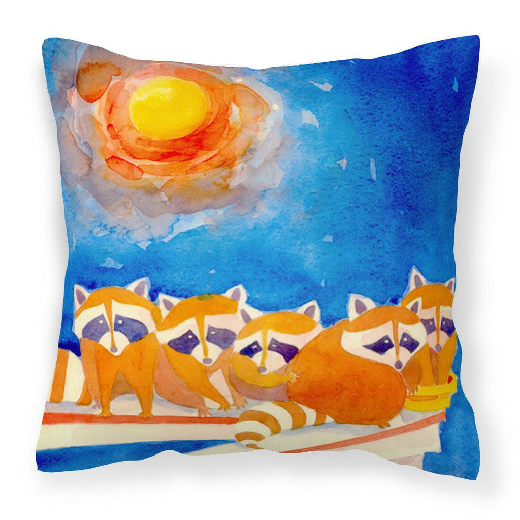 Raccoons on the railing Decorative Throw Pillow 14x14 Indoor Outdoor Accent Cushion, Fabric Cover with Insert for Sofa, Bed, Porch & Living Room