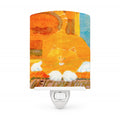 Big Orange Cat Welcome Ceramic Night Light Compact, UL-Certified, Ideal for Bedroom, Bathroom, Nursery, Hallway, Kitchen, 6x4x3, Multicolor