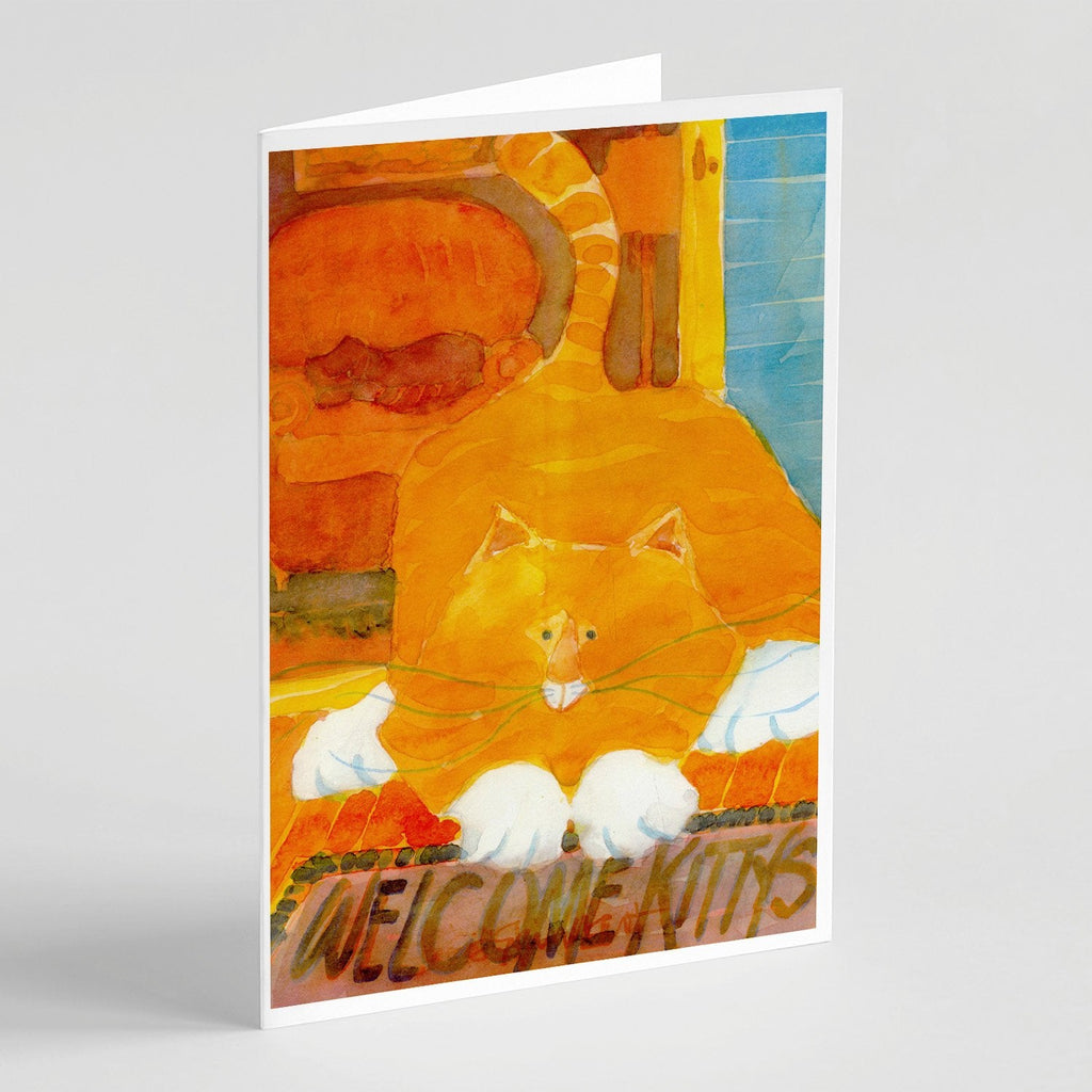Big Orange Cat Welcome Greeting Cards Pack of 8 Blank Cards with Envelopes Whimsical A7 Size 5x7