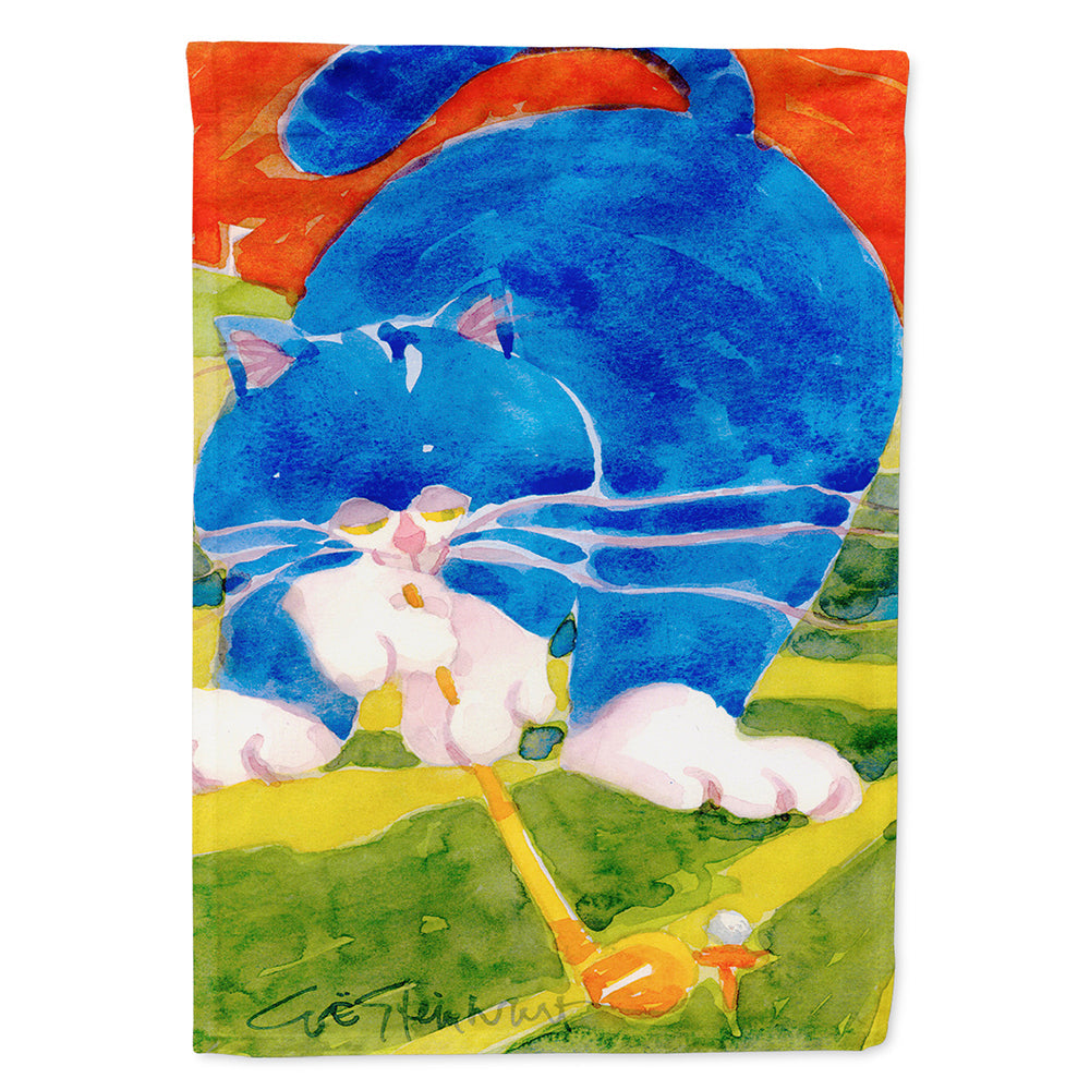 Big Blue the Cat Golfer House Flag 28x40 Porch Sleeve Pole Decorative Outside Yard Banner Artwork Wall Hanging, Polyester