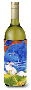 Big Blue the Cat Golfer Wine Bottle Hugger Gift Sleeve for Standard 750 ml Bottles, Insulated Reusable Also Fits Mini Shot & Pint Bottles