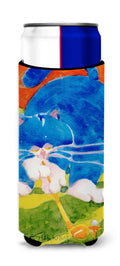 Big Blue the Cat Golfer Slim Can Hugger , Insulated Foam Hugger for 12 oz Slim Cans, Beer Bottles & Water Bottles, Printed in USA