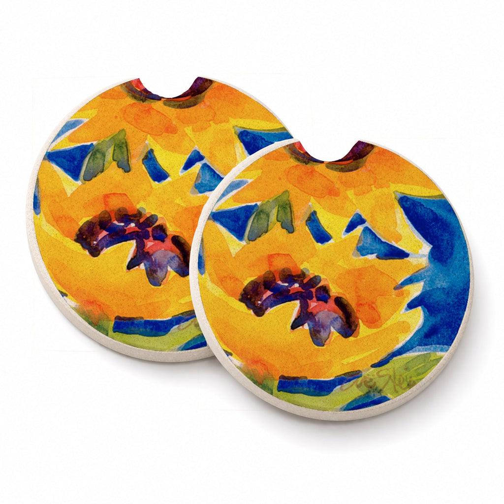 Flower - Sunflower Set of 2 Cup Holder Car Coasters Absorbent Round Sandstone Coasters Gifts for Men or Women, 2.5, Multicolor