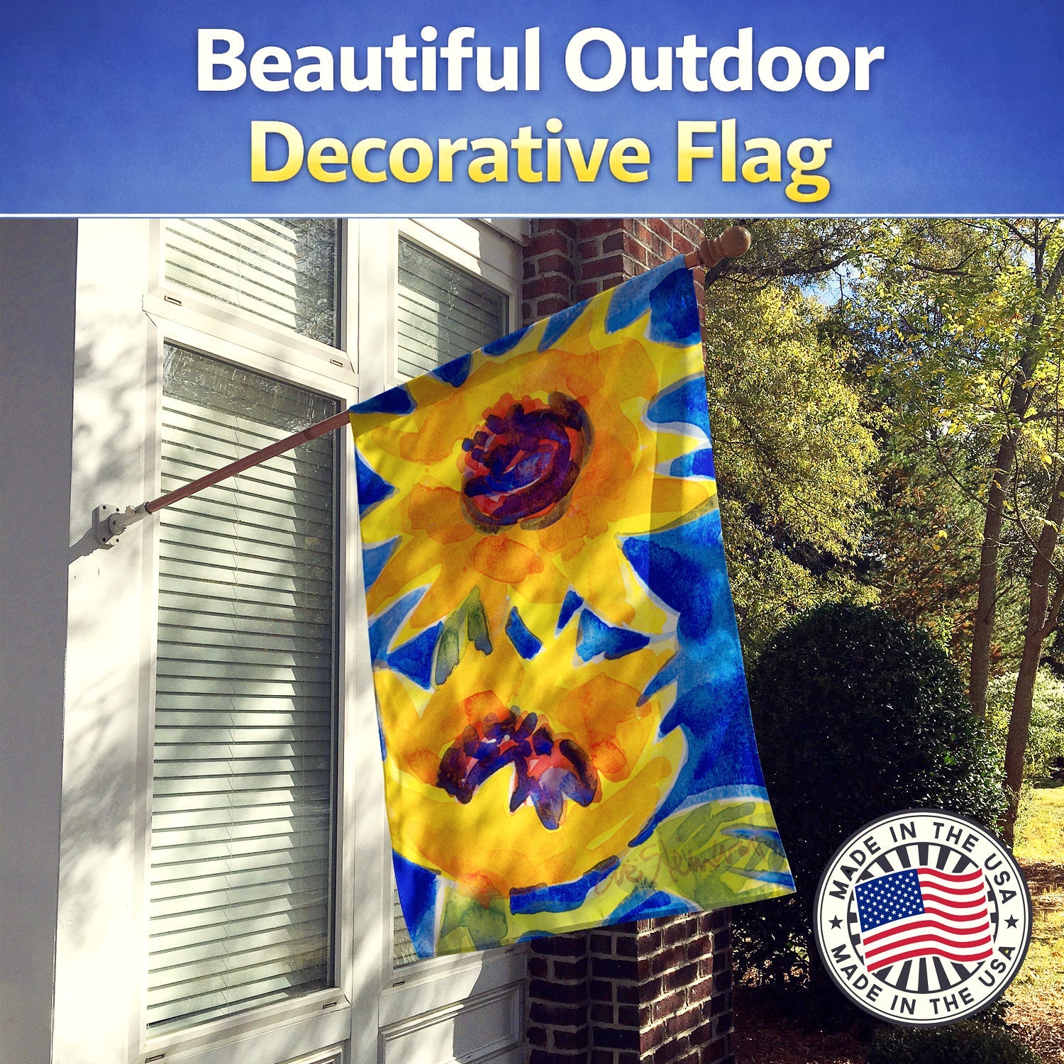 Flower - Sunflower House Flag 28x40 Porch Sleeve Pole Decorative Outside Yard Banner Artwork Wall Hanging, Polyester