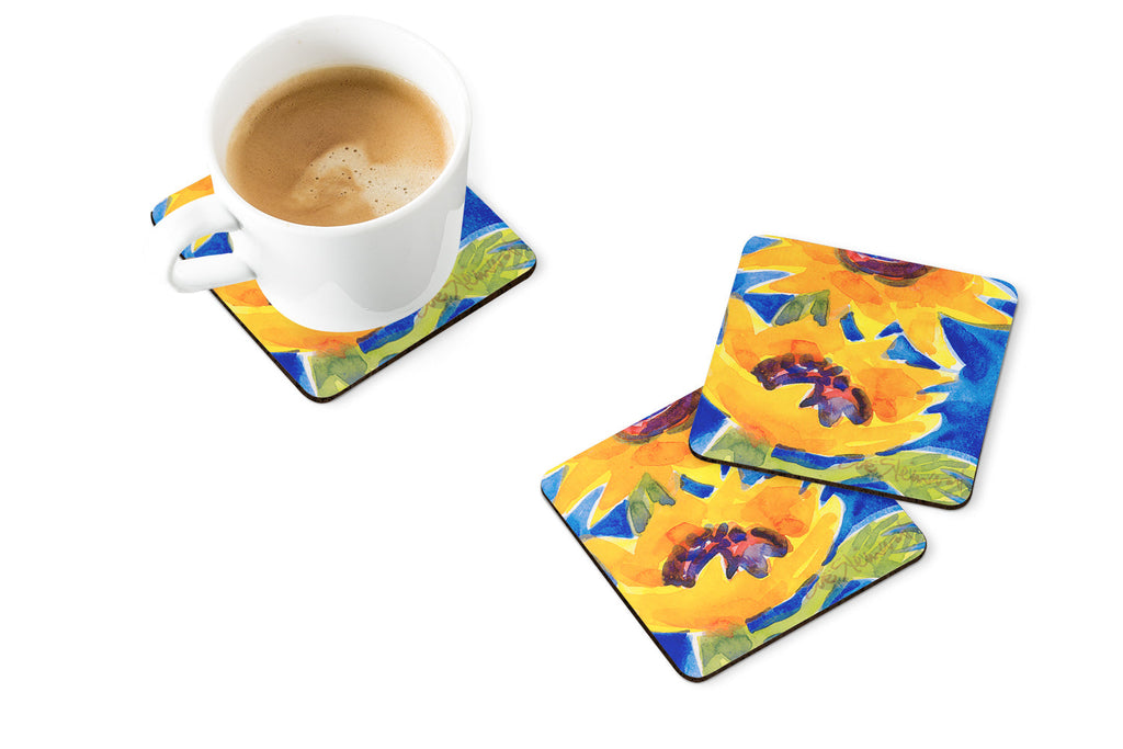 Flower - Sunflower Foam Coasters Set of 4 Cup Coasters for Indoor Outdoor, Tabletop Protection, Anti Slip, Mouse pad Material