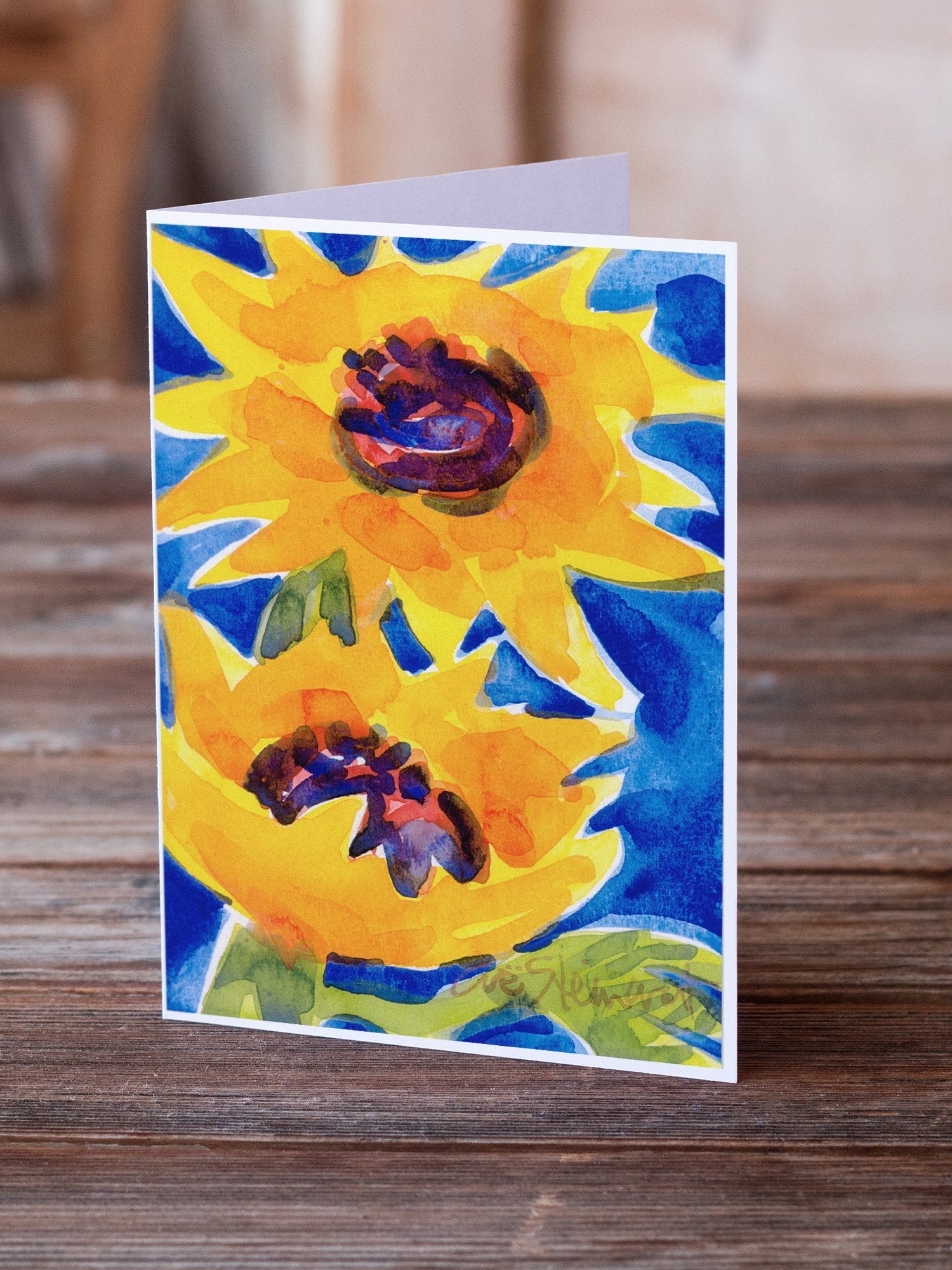 Flower - Sunflower Greeting Cards Pack of 8 Blank Cards with Envelopes Whimsical A7 Size 5x7