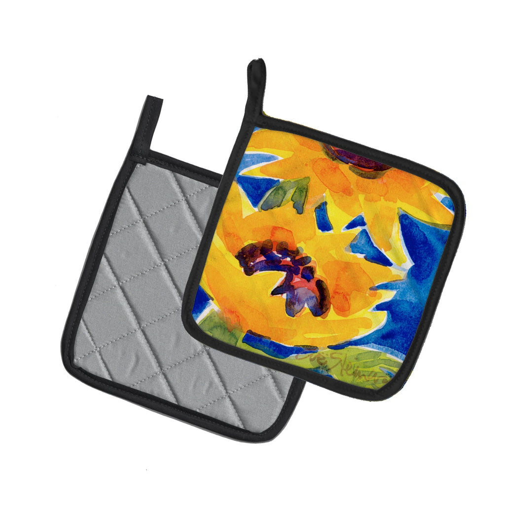 Flower - Sunflower Pot Holder Set of 2 Heat Resistant Quilted Hot Pads 7.5 x 7.5 Inch, Insulated Kitchen Trivets for Cooking & Baking