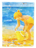 Little Girl at the beach House Flag 28x40 Porch Sleeve Pole Decorative Outside Yard Banner Artwork Wall Hanging, Polyester