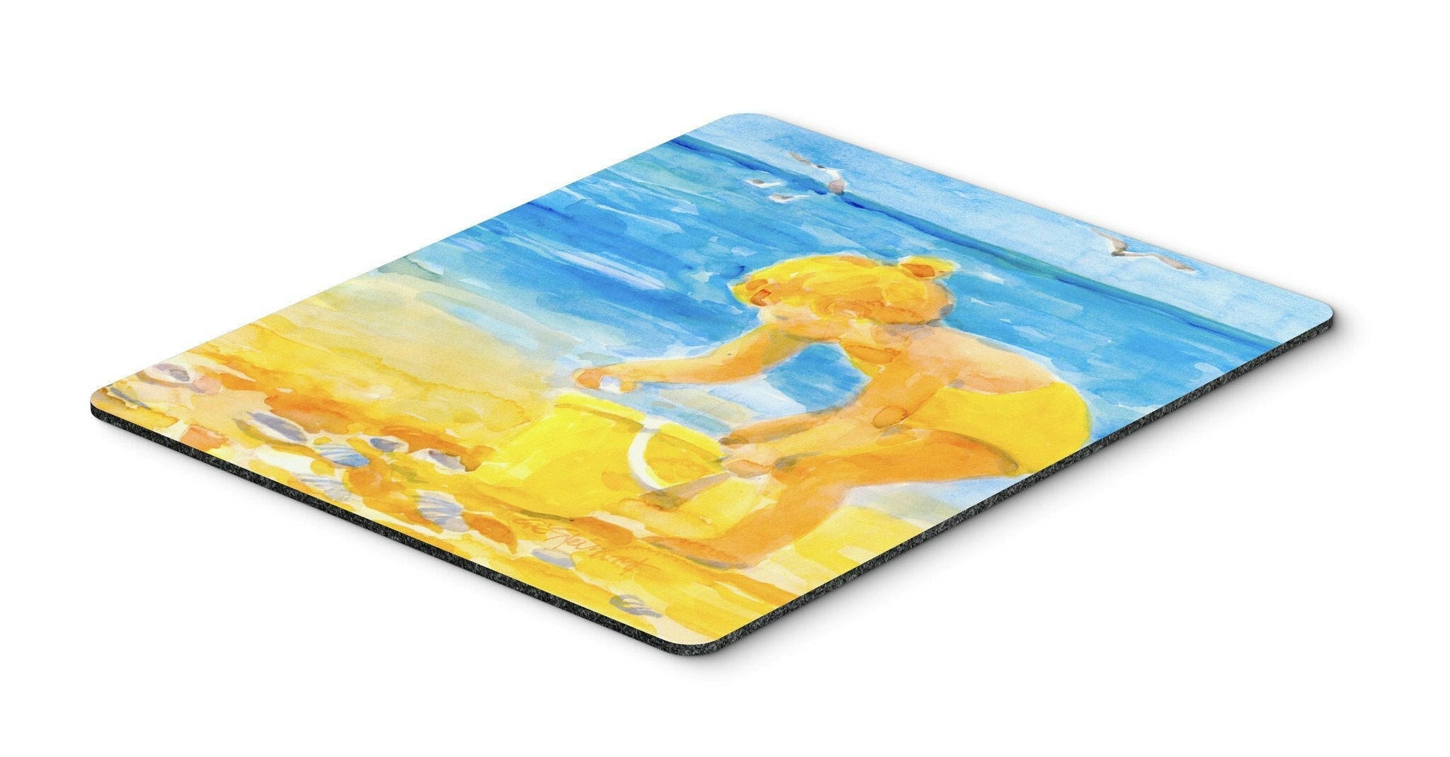 Little Girl at the beach Mouse Pad, Heat Resistant Trivet Hot Pad , Non Slip Rubber Desk Mat, Kitchen Counter Protector, Home Office Decor Gift