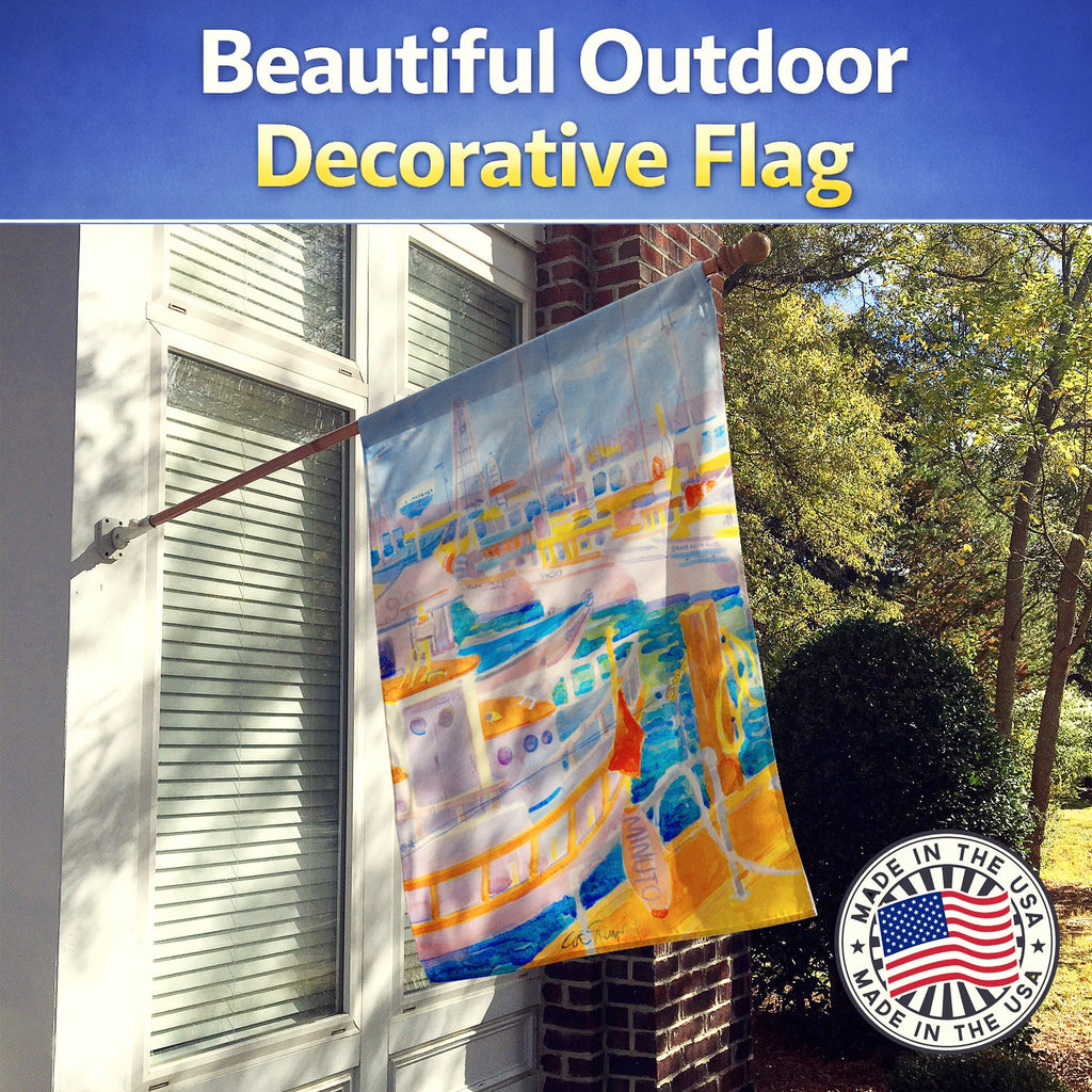 Shirmp Boats House Flag 28x40 Porch Sleeve Pole Decorative Outside Yard Banner Artwork Wall Hanging, Polyester