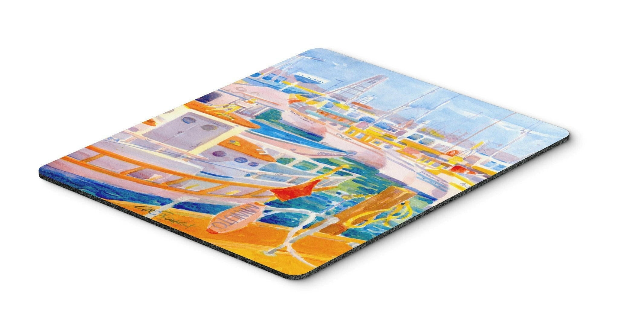 Shirmp Boats Mouse Pad, Heat Resistant Trivet Hot Pad , Non Slip Rubber Desk Mat, Kitchen Counter Protector, Home Office Decor Gift