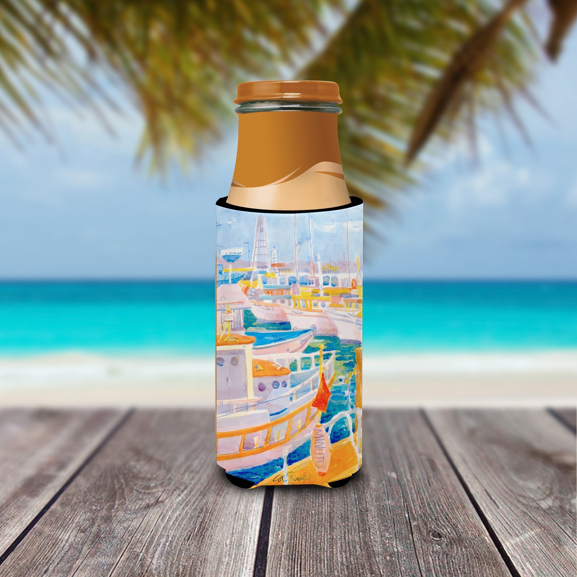 Shirmp Boats Slim Can Hugger , Insulated Foam Hugger for 12 oz Slim Cans, Beer Bottles & Water Bottles, Printed in USA