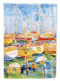 Boats at the Harbour House Flag 28x40 Porch Sleeve Pole Decorative Outside Yard Banner Artwork Wall Hanging, Polyester