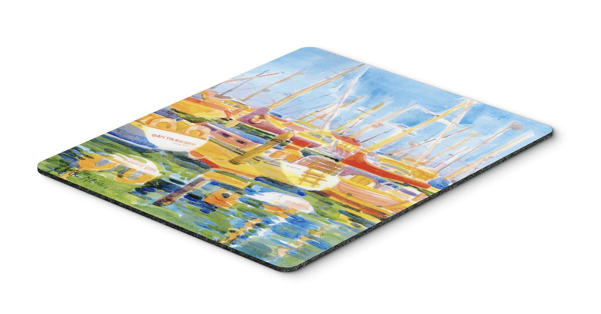 Boats at the Harbour Mouse Pad, Heat Resistant Trivet Hot Pad , Non Slip Rubber Desk Mat, Kitchen Counter Protector, Home Office Decor Gift