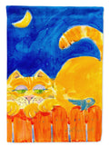 Big orange Tabby cat on the fence House Flag 28x40 Porch Sleeve Pole Decorative Outside Yard Banner Artwork Wall Hanging, Polyester