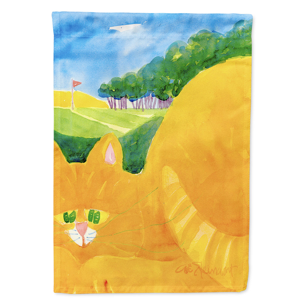 Big Orange Tabby Cat on the Golf Course House Flag 28x40 Porch Sleeve Pole Decorative Outside Yard Banner Artwork Wall Hanging, Polyester