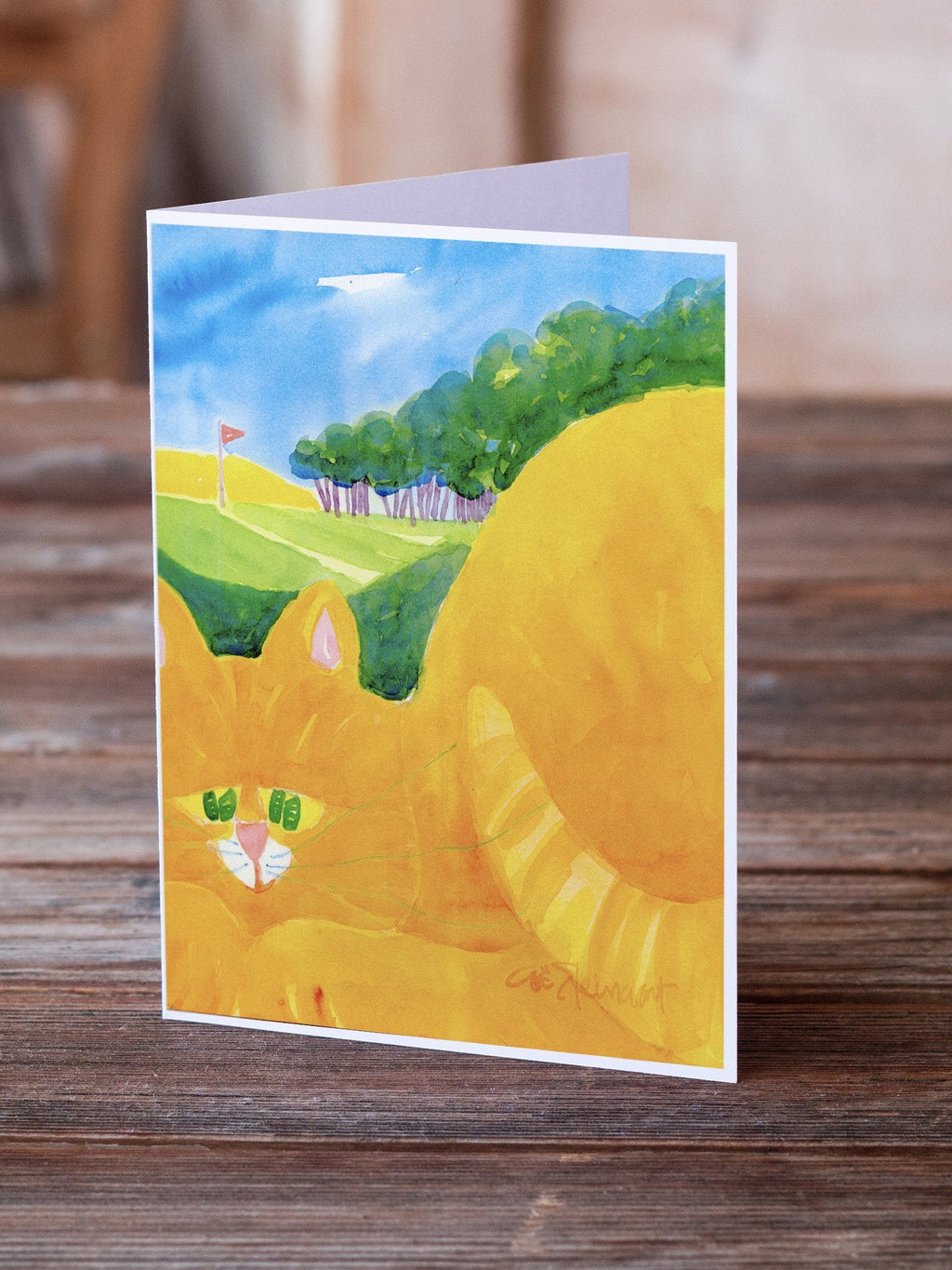 Big Orange Tabby Cat on the Golf Course Greeting Cards Pack of 8 Blank Cards with Envelopes Whimsical A7 Size 5x7