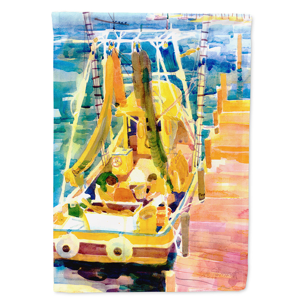 Shrimp Boats House Flag 28x40 Porch Sleeve Pole Decorative Outside Yard Banner Artwork Wall Hanging, Polyester