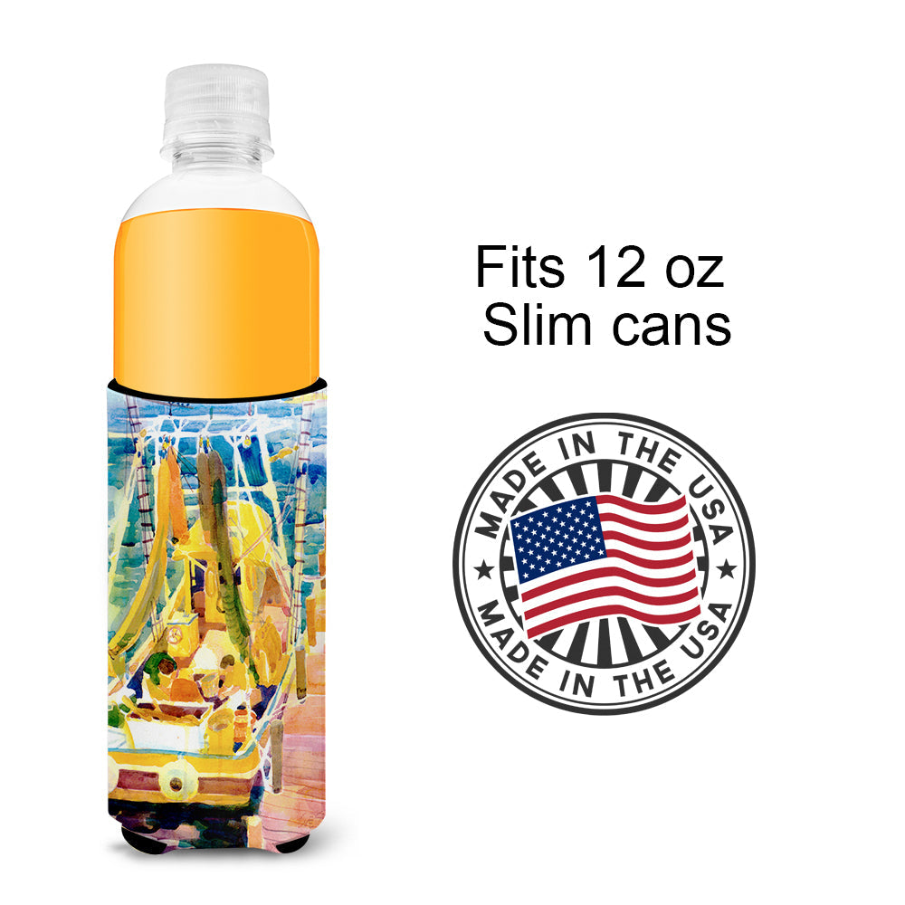 Shrimp Boats Slim Can Hugger , Insulated Foam Hugger for 12 oz Slim Cans, Beer Bottles & Water Bottles, Printed in USA