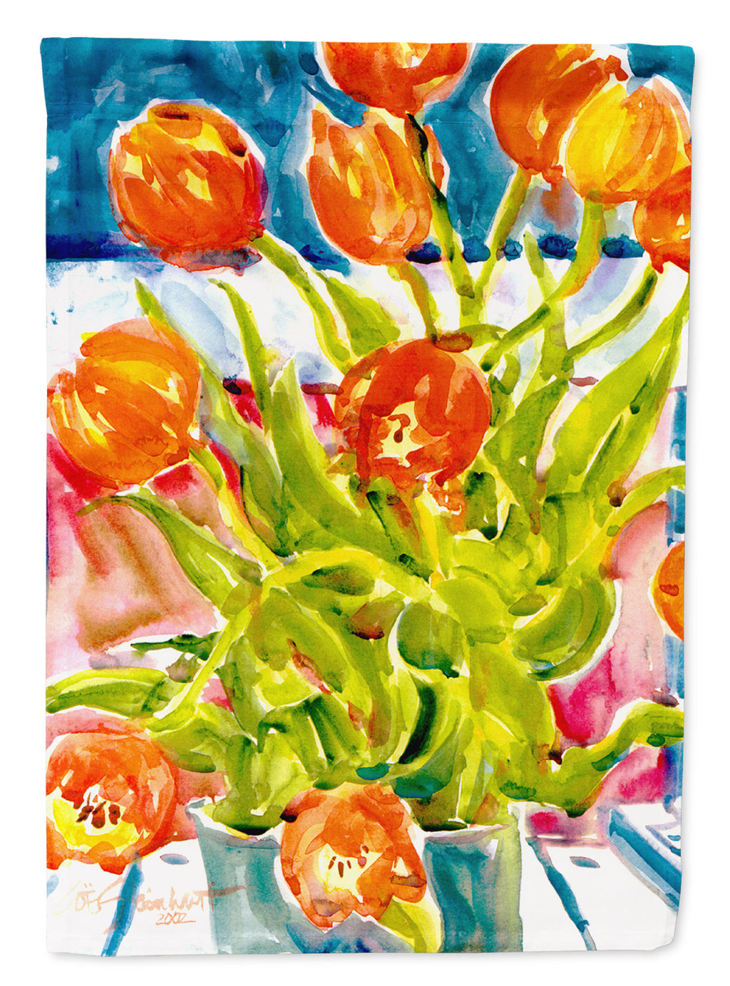 Flowers - Tulips House Flag 28x40 Porch Sleeve Pole Decorative Outside Yard Banner Artwork Wall Hanging, Polyester
