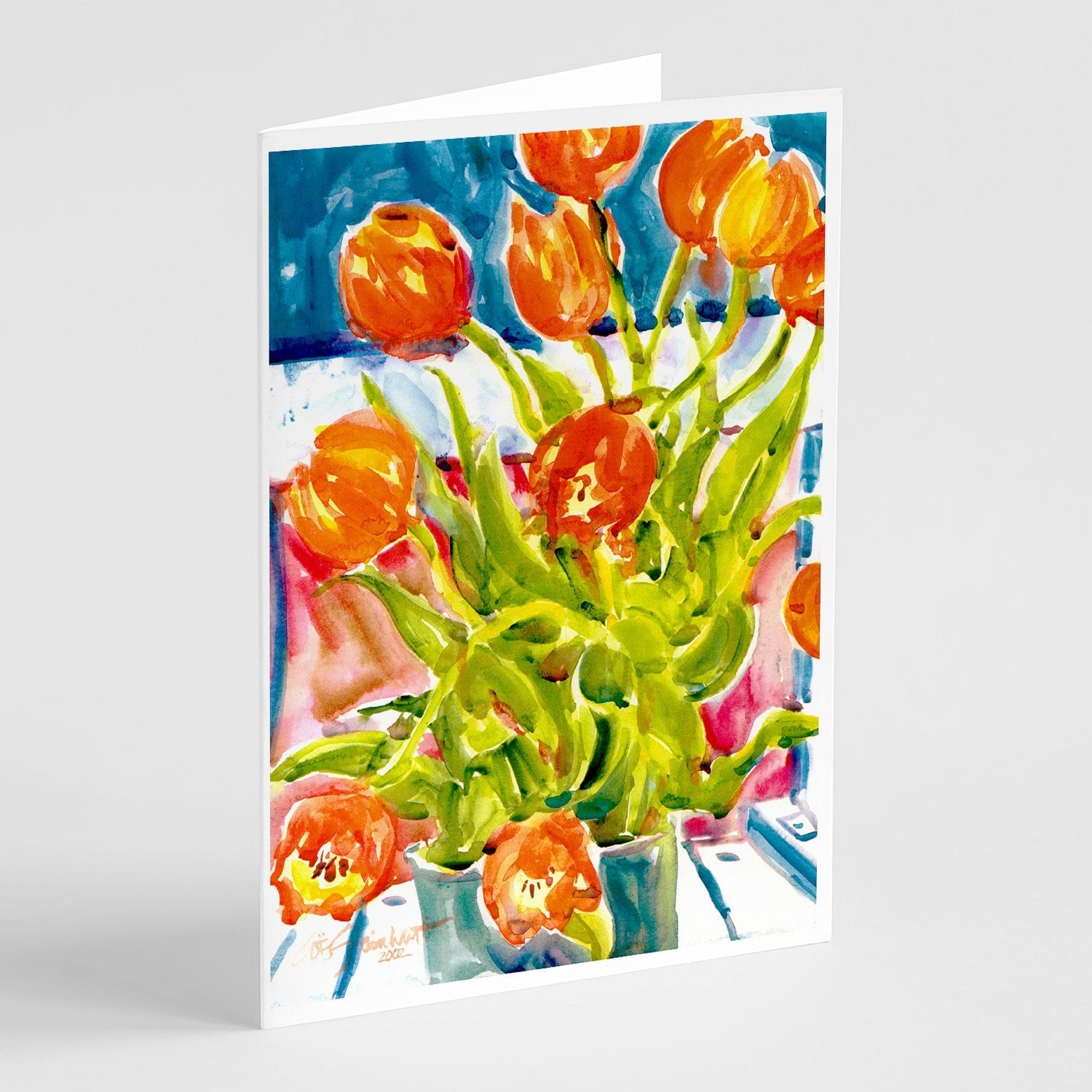 Flowers - Tulips Greeting Cards Pack of 8 Blank Cards with Envelopes Whimsical A7 Size 5x7