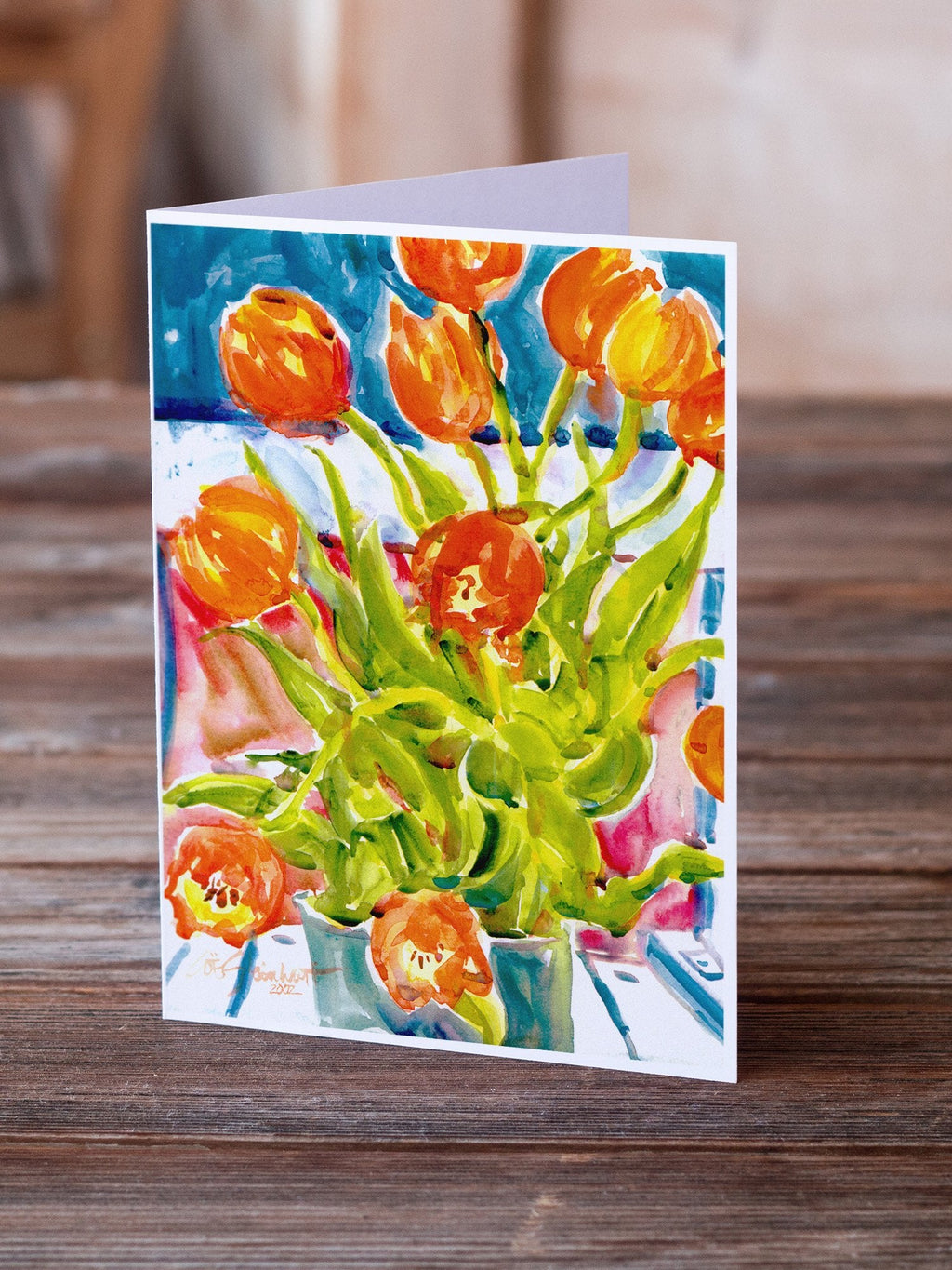 Flowers - Tulips Greeting Cards Pack of 8 Blank Cards with Envelopes Whimsical A7 Size 5x7