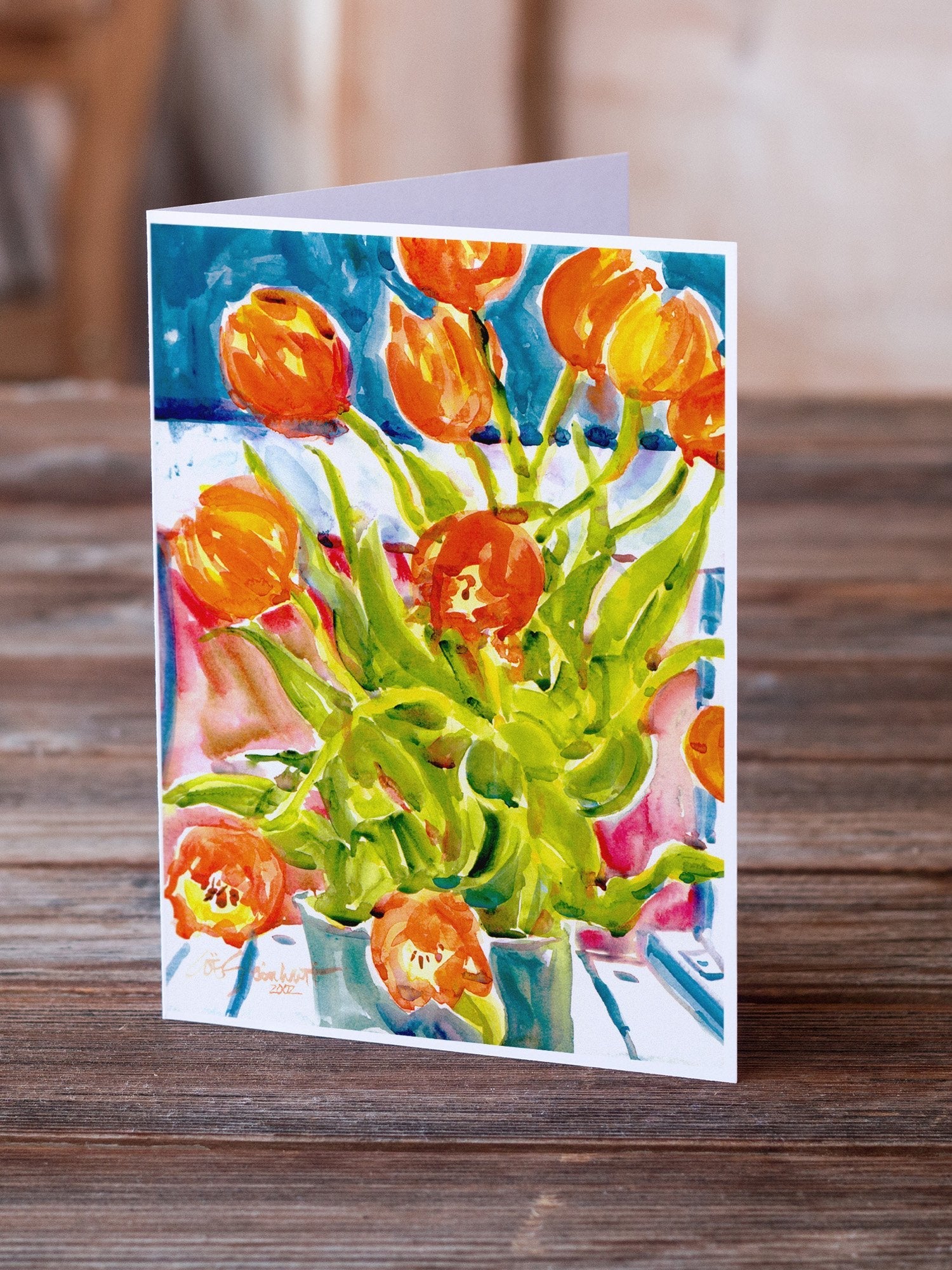 Flowers - Tulips Greeting Cards Pack of 8 Blank Cards with Envelopes Whimsical A7 Size 5x7