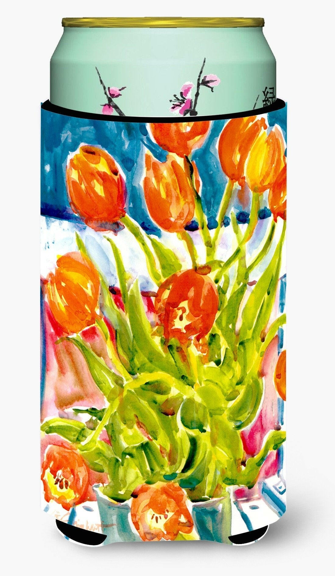 Flowers - Tulips Tall Boy Hugger Can Cooler Sleeve Machine Washable Drink Collapsible Insulator Beverage Insulated Holder