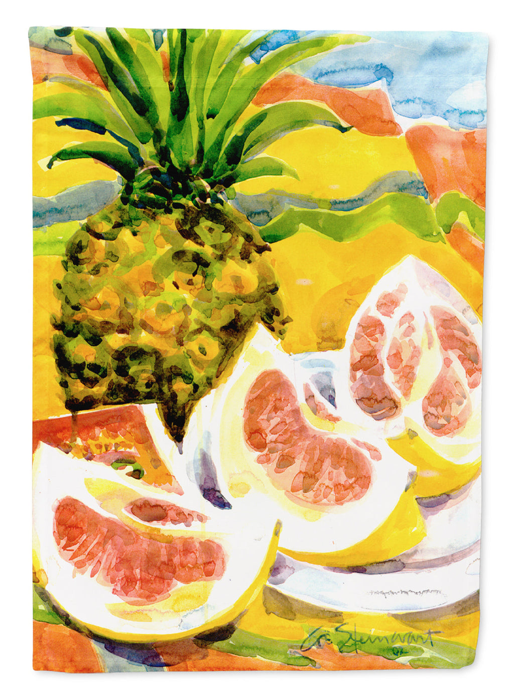 Pineapple House Flag 28x40 Porch Sleeve Pole Decorative Outside Yard Banner Artwork Wall Hanging, Polyester